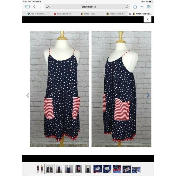 America & Beyond Americana Cover-up Dress Swimwear Beach Stars Size M - Picture 2 of 11